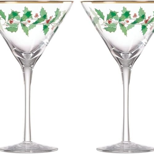 Holiday Decal 4-Piece Martini Glass Set, Christmas Dinnerware, Hosting