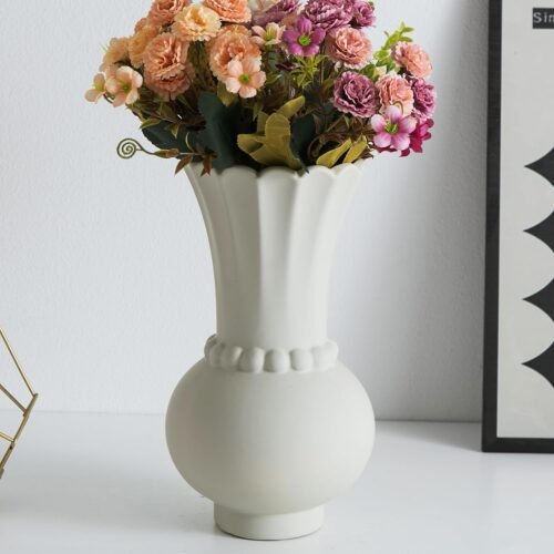 Modern Ceramic Vase - Grey, Perfect for Pampas Grass, Dried Flowers, Centerpieces