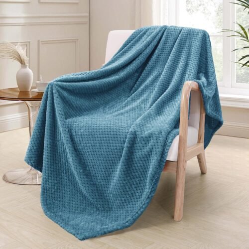 Fleece Throw Blanket Extra Large, Super Soft and Warm Blankets for Couch, Sofa and Bed Waffle Textured, Cozy, Fuzzy and Lightweight (Slate Blue, 50x70 Inches)