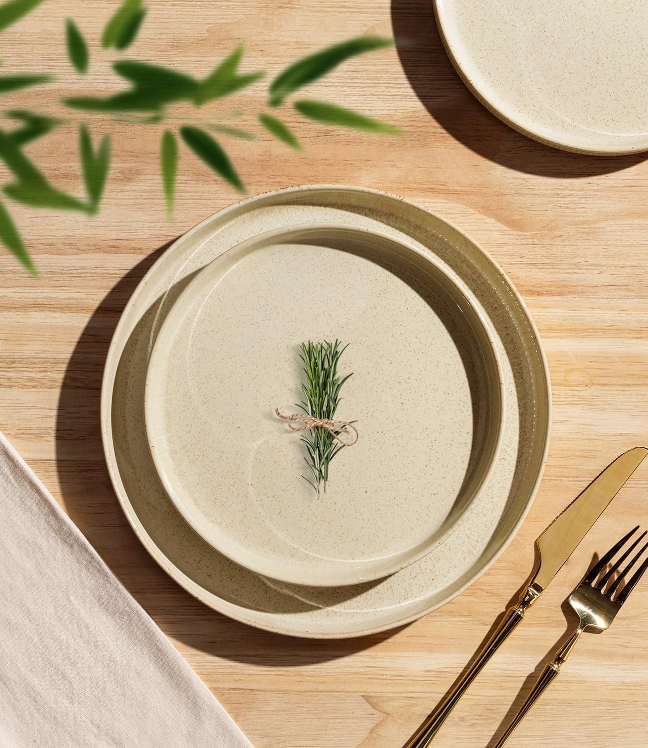 Ceramic Dinnerware Sets for 4, 12 Pieces Porcelain Lightweight Speckled Plates and Bowls Sets, Scratch Resistant Dish Set, Oven & Microwave & Dishwasher Safe - Image 2